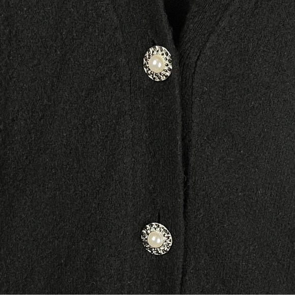 Talbots Wool Alpaca Black Sweater Cardigan Women's Pearl Rhinestone Button XL - Picture 2 of 15